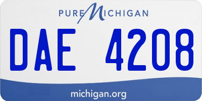 MI license plate DAE4208