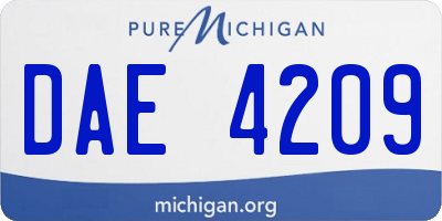 MI license plate DAE4209