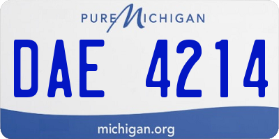 MI license plate DAE4214