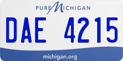 MI license plate DAE4215