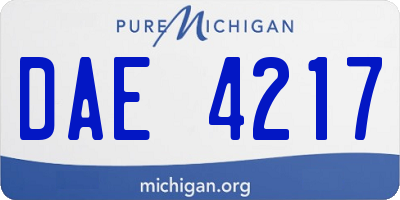 MI license plate DAE4217