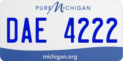 MI license plate DAE4222