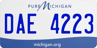 MI license plate DAE4223