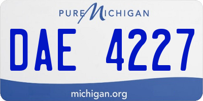 MI license plate DAE4227