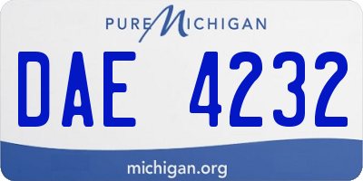 MI license plate DAE4232