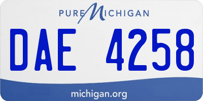 MI license plate DAE4258