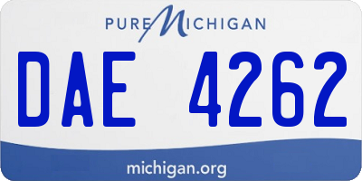 MI license plate DAE4262