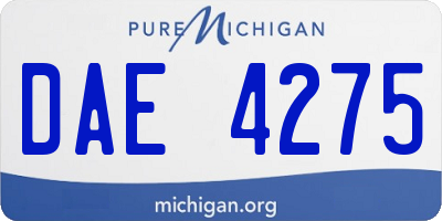 MI license plate DAE4275