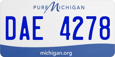 MI license plate DAE4278
