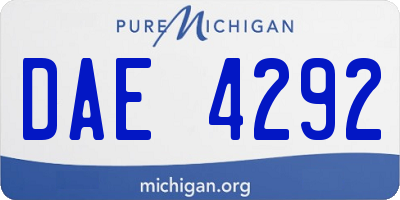 MI license plate DAE4292