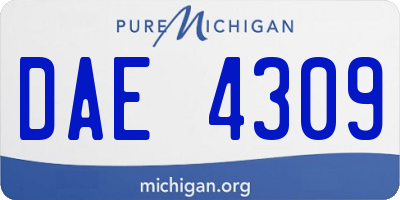 MI license plate DAE4309