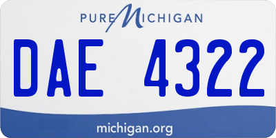 MI license plate DAE4322