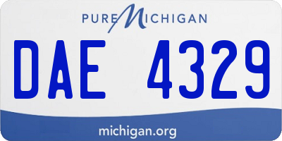 MI license plate DAE4329