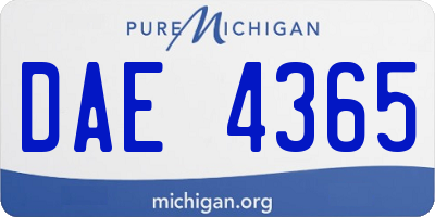 MI license plate DAE4365