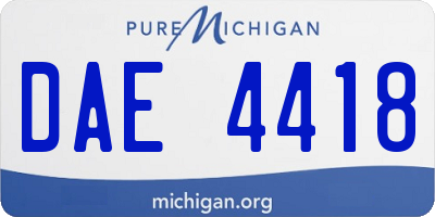 MI license plate DAE4418