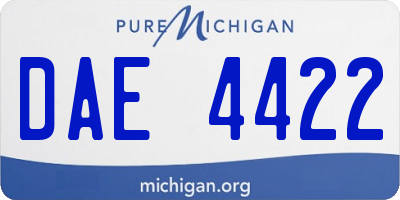MI license plate DAE4422