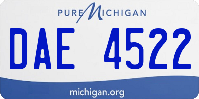 MI license plate DAE4522