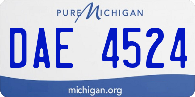 MI license plate DAE4524