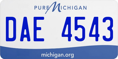 MI license plate DAE4543
