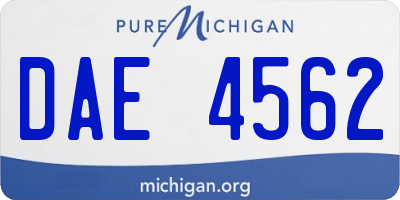 MI license plate DAE4562