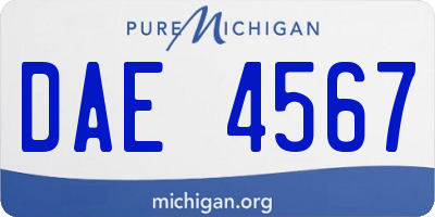 MI license plate DAE4567