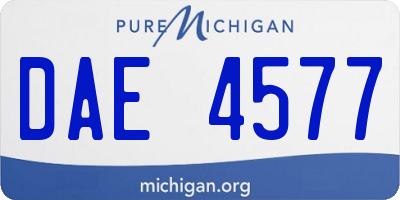 MI license plate DAE4577