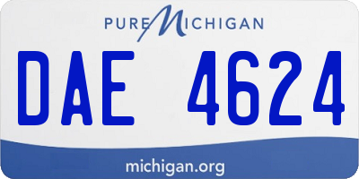 MI license plate DAE4624