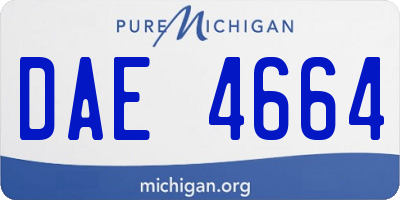 MI license plate DAE4664