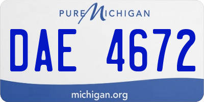 MI license plate DAE4672