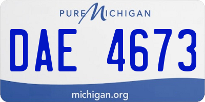 MI license plate DAE4673