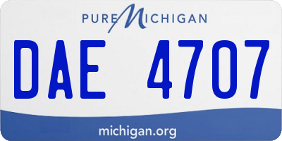 MI license plate DAE4707