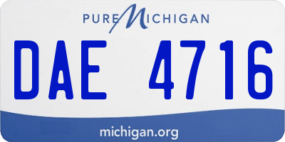 MI license plate DAE4716