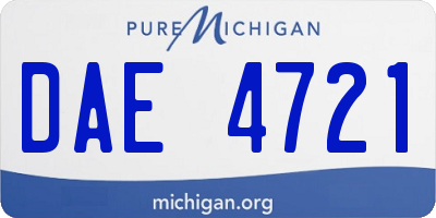 MI license plate DAE4721