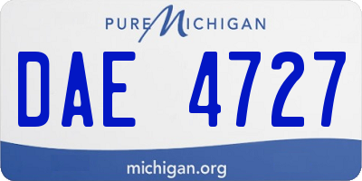 MI license plate DAE4727
