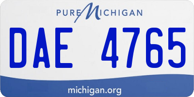 MI license plate DAE4765