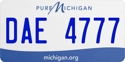 MI license plate DAE4777
