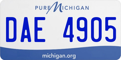 MI license plate DAE4905