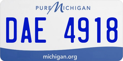 MI license plate DAE4918