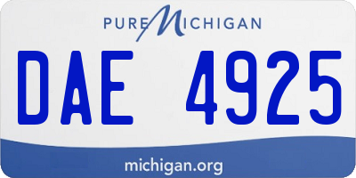 MI license plate DAE4925