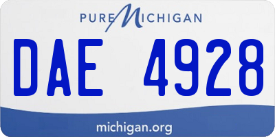 MI license plate DAE4928