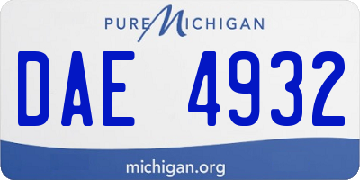 MI license plate DAE4932