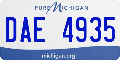 MI license plate DAE4935