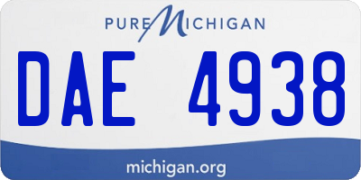 MI license plate DAE4938