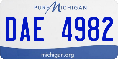 MI license plate DAE4982