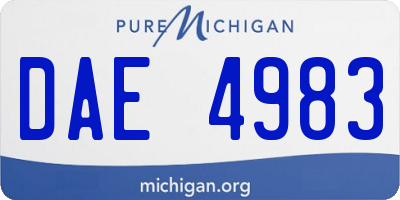 MI license plate DAE4983