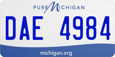 MI license plate DAE4984