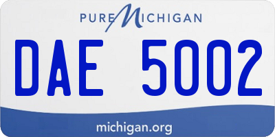 MI license plate DAE5002