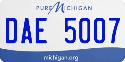 MI license plate DAE5007