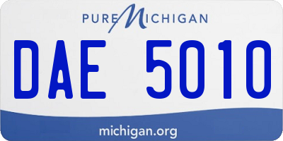 MI license plate DAE5010