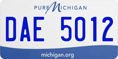 MI license plate DAE5012